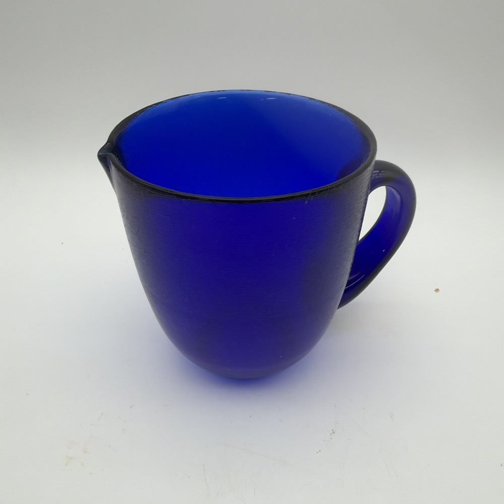 Unique Heavy COBALT BLUE Pitcher glass Textured 7 inches